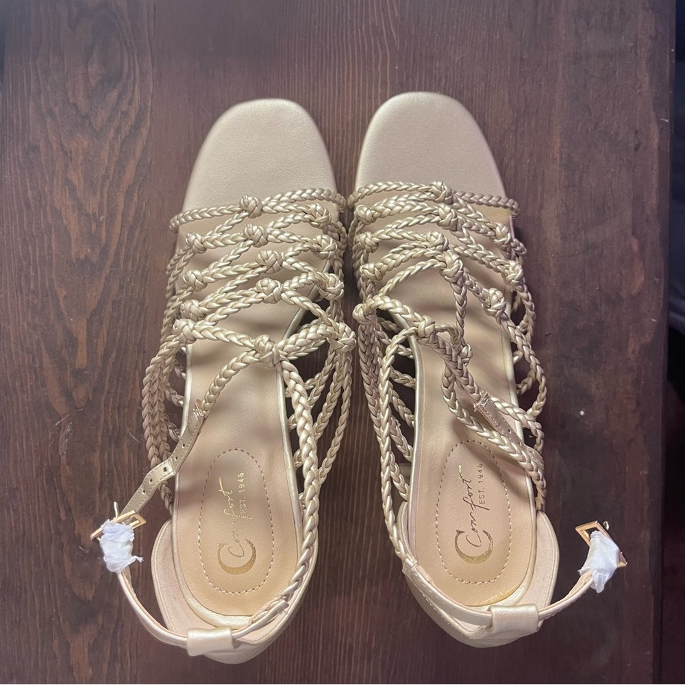 Cream Heels with Intricate Design and Cushioned Soles